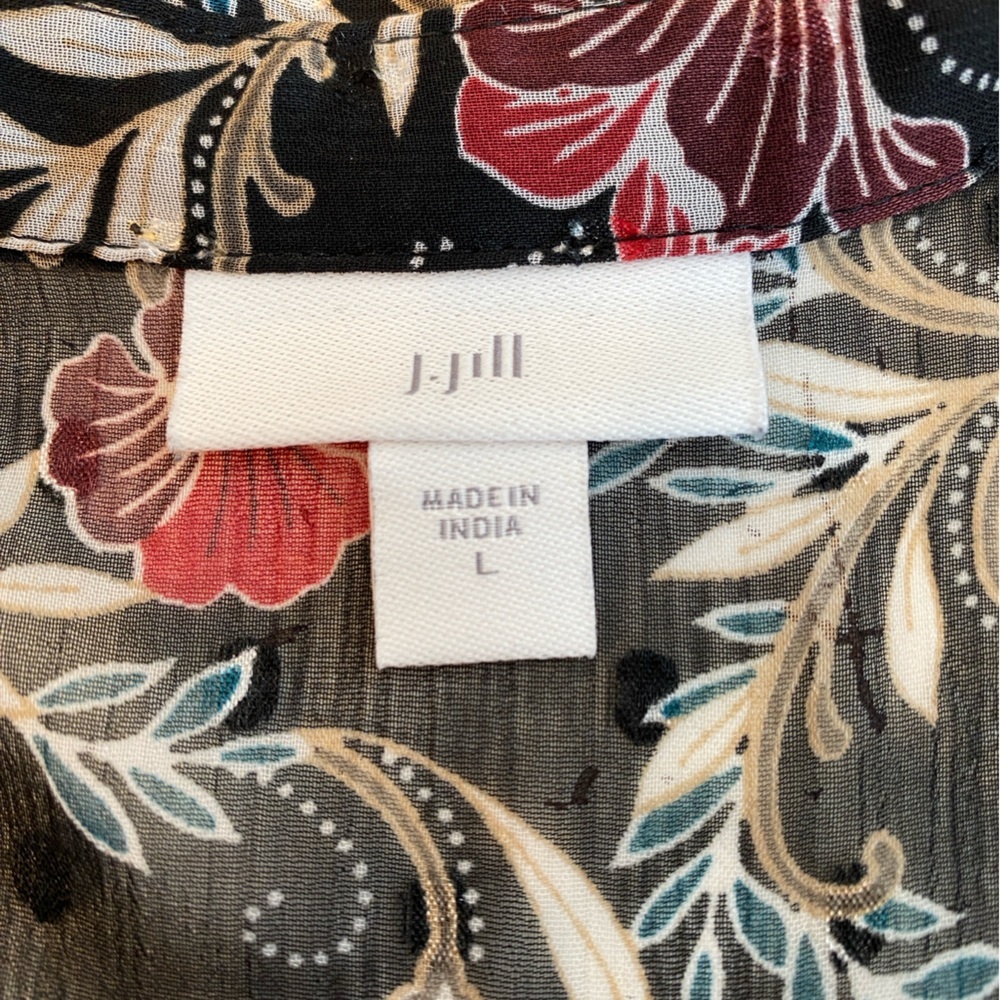 J. Jill Semi Sheer Floral Modest Shirt Dress Women’s Size Large - Picture 6 of 9